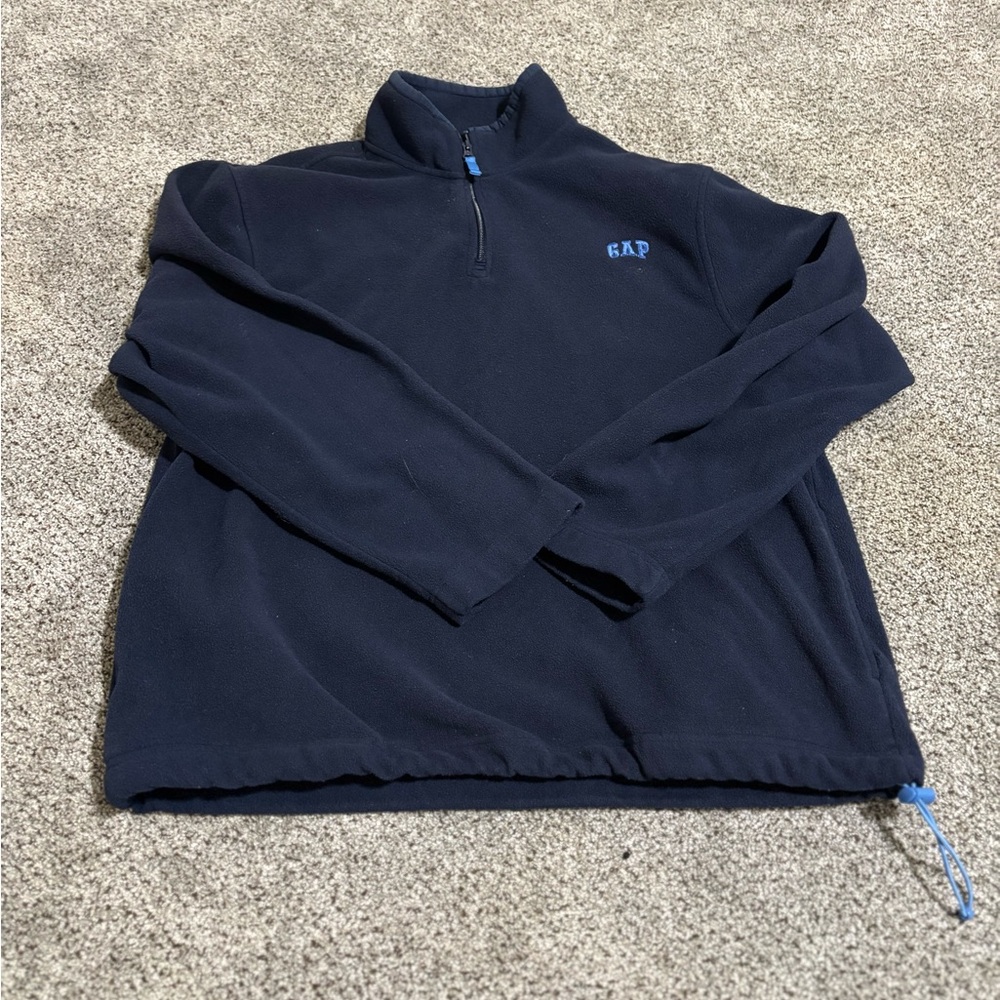 Y2K GAP Men's Dark Blue Zip-Up Sweater